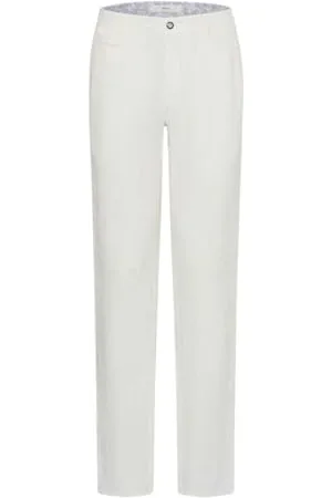Brax Herren Style Fabio Ldx Pure Linen: Chino in sommerlichem Leinen Freizeithose, White, 38W x 32L