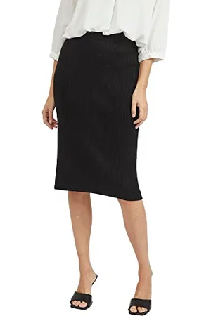 VILA Damen Viril Pencil Hw Knit Skirt - Noos Rock, SchwarzS