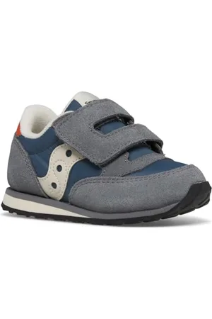 Saucony Originals Baby Jazz HL Sneaker, Grey/Blue/Orange, 31.5 EU