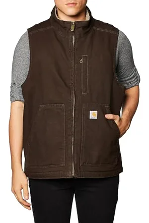 Carhartt Herren Gefütterte Weste mit Stehkragen Work Utility Oberbekleidung, Dunkelbraun, X-Large