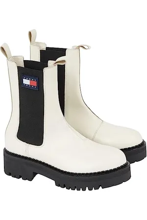 Tommy Hilfiger Damen Mid Boot Stiefel Urban Chelsea Stiefeletten, Elfenbein (Rich Cream), 37