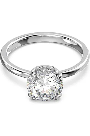 Swarovski Stilla Cocktailring, Rhodinierter Damenring mit Strahlenden Kristallen