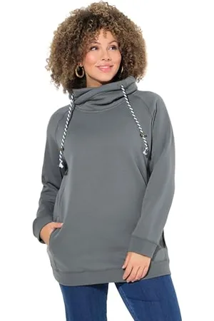 Ulla Popken Damen Sweatshirt, Weiter Stehkragen, Taschen, Raglan-Langarm, , 42 EU