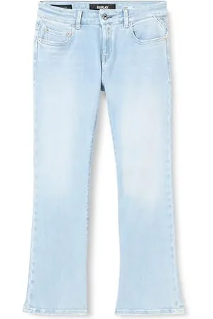 Replay Damen Jeans Schlaghose Faaby Flare Crop Flare-Fit, (Blau), 32W / 26L