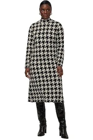Ulla Popken Damen, große Größen, Strickkleid Hahnentritt