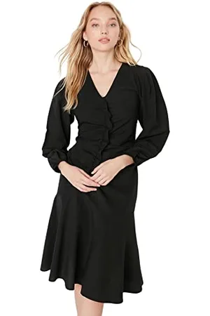 Trendyol Damen Woman Mini A-line V-Neck Woven Dress Kleid, , 42