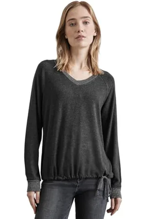 Street one Damen A322371 Shirt mit Glitzer-Bündchen,Grau, 46