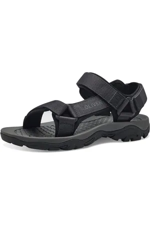 QS by s.Oliver Herren Sandalen mit Klettverschluss Bequem, Schwarz (Black/Navy), 45
