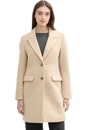 TOM TAILOR Damen 1042882 Mantel mit Reverkragen, 19663-Light Camel Melange, L