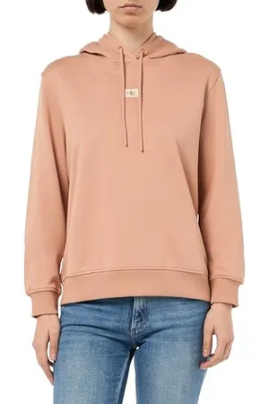 Calvin Klein Damen Woven Label Regular Hoodie Kapuzenpullover, , XL