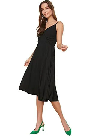 Trendyol Damen Blumenmuster Gestricktes Kleid Dress A-Linie, , M