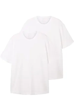 TOM TAILOR Herren 1039970 Doppelpack T-Shirt mit Rundhals-Ausschnitt aus Baumwolle, 20000-White, 5XL (2er Pack)