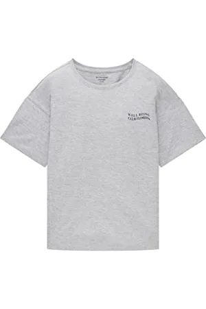 TOM TAILOR Mädchen Kinder T-Shirt mit Print 1035118, Grau, 128