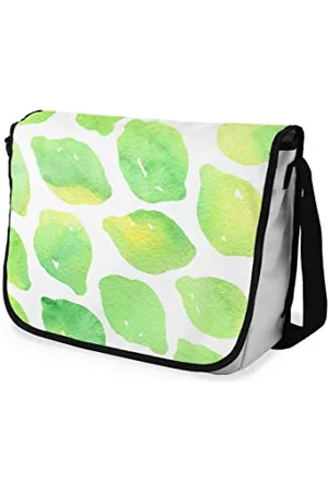 Bonamaison Le Jardin du Lin Digital Bedruckte Messenger Schultaschen mit Schwarzem Riemen für Mädchen und Jungen, Zurück zur Schule, Kuriertaschen für Schüler, Umhängetaschen, Größe: 29x36 Cm