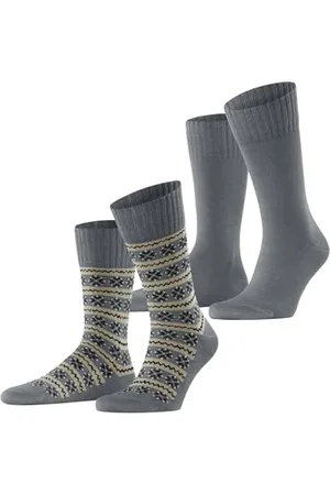 ESPRIT Herren Socken Scandi Multipack M So Baumwolle Wolle gemustert 2 Paar, , 39-42