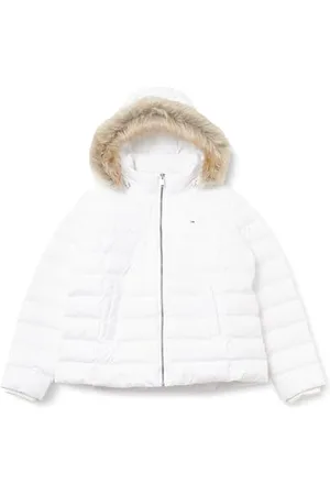 Tommy Hilfiger Damen Pufferjacke Basic Hooded Down Jacket mit Kapuze, (White), XL