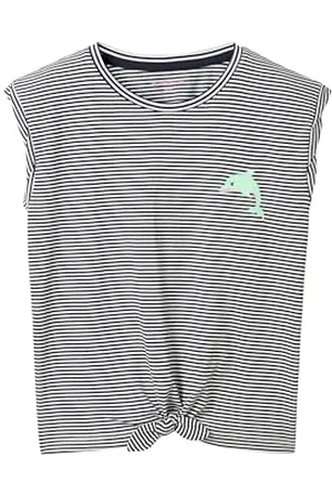 TOM TAILOR Mädchen Kinder T-Shirt mit Delphin-Print , Navy White Even Stripe, 104/110