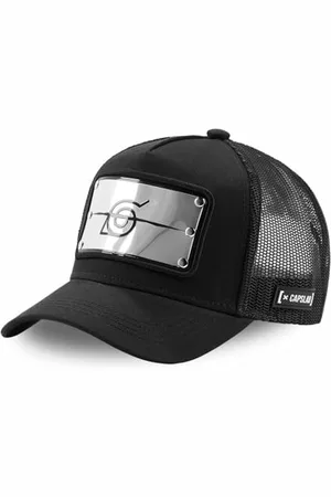 Capslab Cap Herren Naruto Shippuden, Tracker Kappe Herren, Symbol Ninja-Dorf, Natürlich, Schwarz, Einheitsgröße