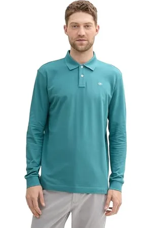 TOM TAILOR Herren 1043278 Longsleeve Basic Piqué Poloshirt, 31666-Tropical Teal, XL
