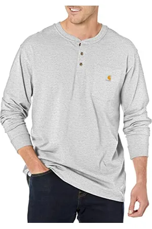 Carhartt Herren Loose Fit, schweres, langärmliges Pocket Henley-T-Shirt, , XXL