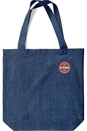Green Fish Denim Bedruckte Einkaufstasche, Wiederverwendbare, Jeans Tasche, Maschinenwaschbar, Faltbar, Stofftasche mit Zwei Langen Henkeln, 38x42 Cm