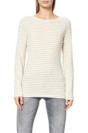 Marc O’ Polo Marc OߴPolo Damen Langarmshirt mit U-Boot-Ausschnitt gestreift, Mehrfarbig (Multi/Off-White), S