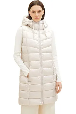 TOM TAILOR Damen 1037486 Longstyle Puffer-Steppweste, 16339-clouds Grey, XXL