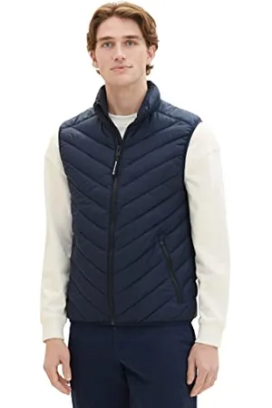 TOM TAILOR Herren 1036072 Lightweight Steppweste mit Stehkragen aus recyceltem Polyester, 10668-sky Captain Blue, S