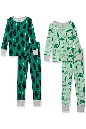 Amazon Unisex Kinder Eng anliegende Baumwoll-Schlafanzüge, , 6-7 Jahre