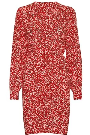 Ichi IHCAROLINA DR Damen Freizeitkleid Kleid Minikleid mit Knopfleiste hoher Kragen Langarm Regular-Fit, Größe:34, Farbe: