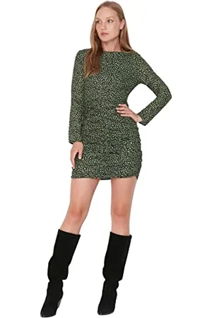 Trendyol Damen Woman Midi Standard Standing Collar Woven Dress Kleid, , 34 EU