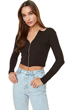 Trendyol Damen Zipper Gestrickte Bluse Blouse, , XS EU