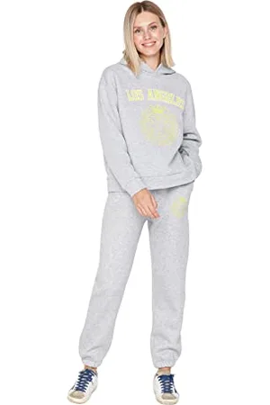 Trendyol Damen Herren Hoher Bund Jogginghose Sweatpants, Grau, XL EU