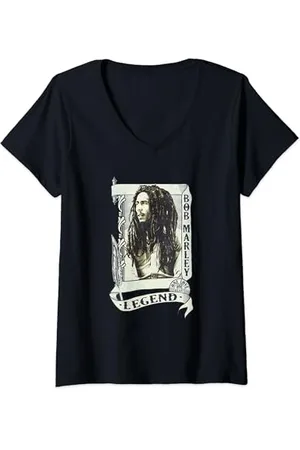 Bob Marley Legend Schriftrolle T-Shirt mit V-Ausschnitt