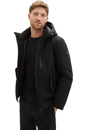 TOM TAILOR Herren 1037343 Blouson Winterjacke mit Abnehmbarer Kapuze, 29999-Black, L