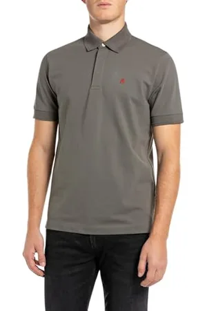 Replay Herren Poloshirt Kurzarm mit Knopfleiste, Grau (Iron Grey 493), M