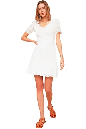 Trendyol Damen Brodel Collar Detailed Dress, , 34 EU