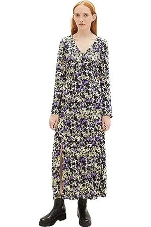 TOM TAILOR Damen 1038149 Kleid mit Knopfleiste & Muster, 32418-lilac Green Flower Print, XXL