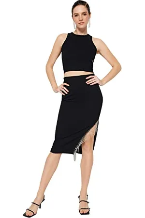 Trendyol Damen Damen Midi Bodycone Bodycon Gestrickt Rock Skirt Rock, , XL