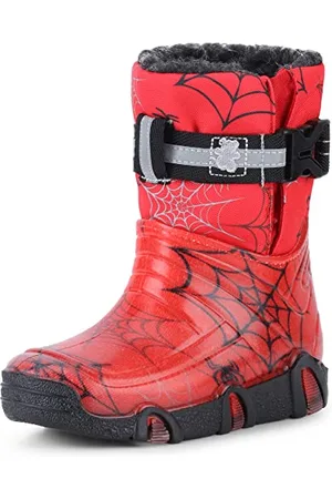 Ladeheid Kinder Mädchen Jungen Schneestiefel mit Muster Winterstiefel Gummistiefel gefüttert LAZT008(04-Rot, 21/22 EU)
