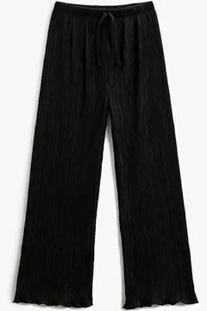 Koton Girls Pleated Wide Leg Trousers Drawstring Relax Cut