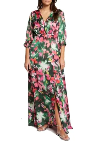 Morgan Langes Kleid mit Blumendruck 34