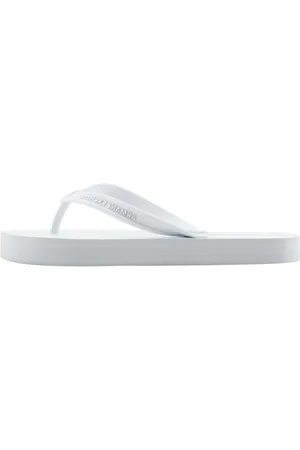Armani Exchange Damen Cooper, Essential, Printed Logo Flip-Flop, Op. White+ Black, 35 EU