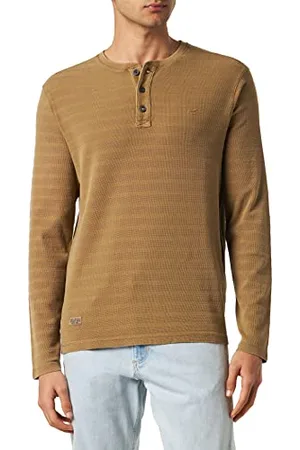 Camel Active Herren Langarm Henleyshirt aus Reiner Baumwolle Menswear-M