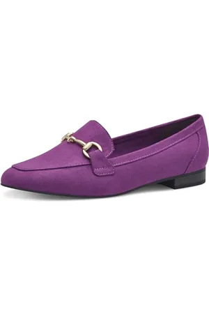 Marco Tozzi Damen Loafer ohne Absatz Vegan mit Schnalle, Lila (Violet), 37 EU