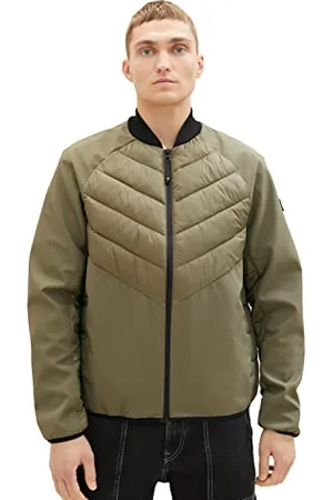 TOM TAILOR Herren 1036190 Hybrid Steppjacke mit Bomberkragen, 10415-Dusty Olive Green, XL
