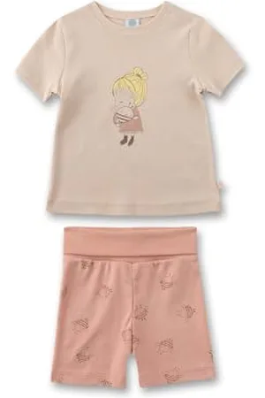Sanetta Mädchen-Schlafanzug kurz Rosa | Nachhaltiger und bequemer Schlafanzug aus Bio-Baumwolle für Mädchen. Kurzarm Schlafanzug mit Bienenprint | Baby Schlafanzug
