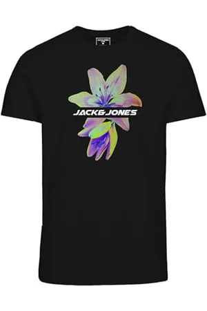 JACK & JONES JACK&JONES JUNIOR Jungen JCOFLOWER Print Tee SS Crew Neck FST JNR T-Shirt, Black, 152 cm