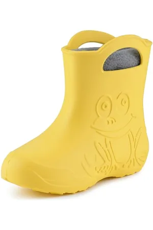 Ladeheid Eva Kinder Jungen Mädchen Gummistiefel Regenschuhe gefüttert LA-CA-03 (Gelb/Grau, 26/27 EU)