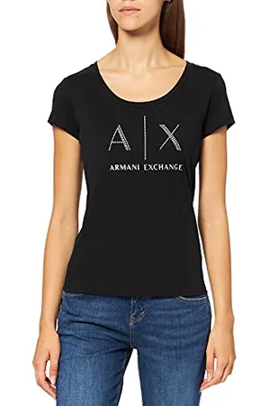 Armani Exchange Damen Strass Logo T-Shirt, , XS